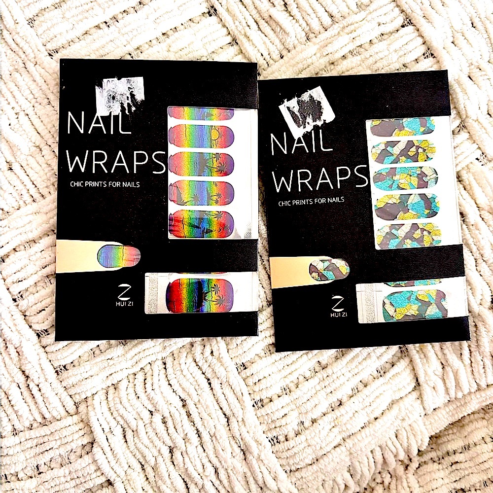 🗺️ 2 New Unused Colorful Nail Wraps Sets, Tropical and Mosaics by Chic prints